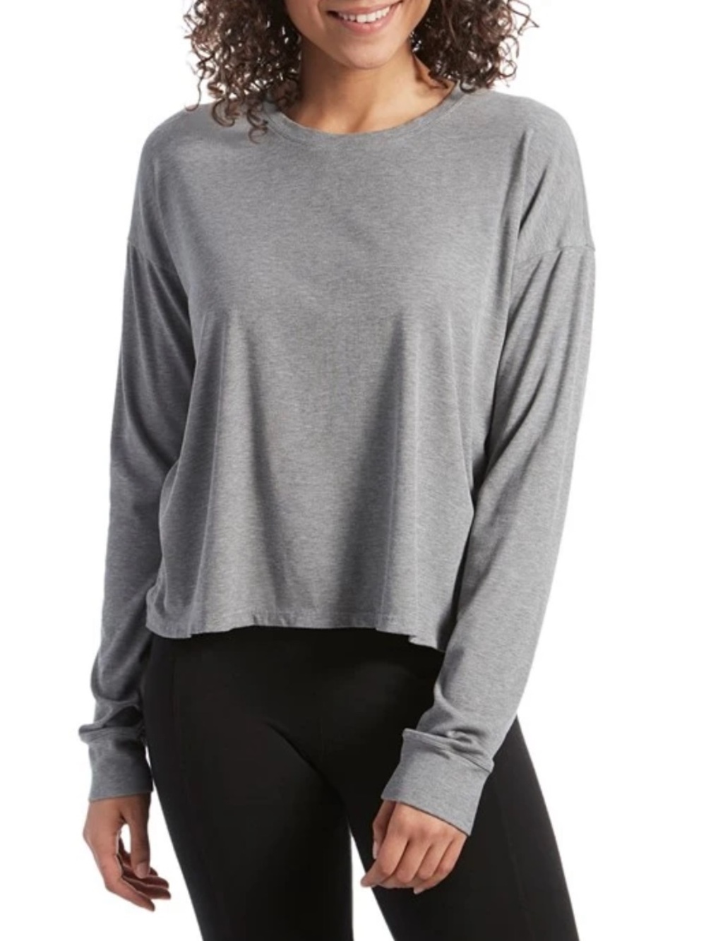 Vuori Long Sleeve Rib Knit Top in Heather Grey